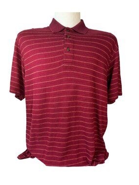Aureus Polo Shirt Mens XL Red Bamboo Tech Stripes Summer